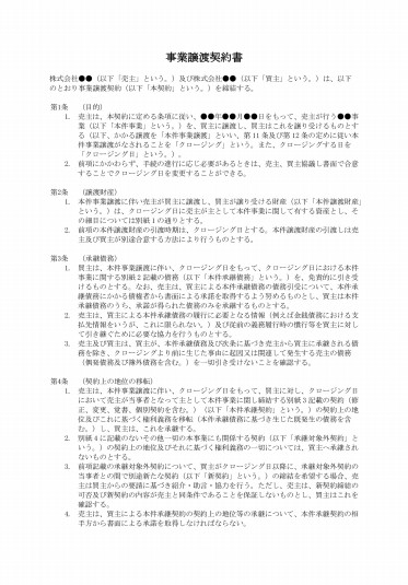 事業譲渡契約書